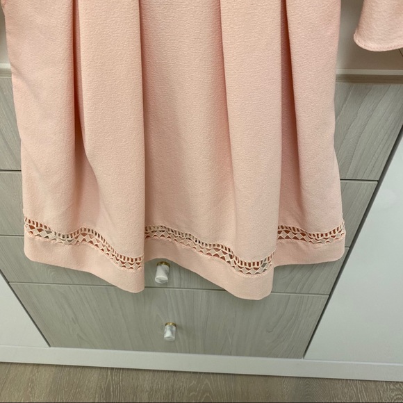 Eliza J Pink Bell Sleeve Fit and Flare Laser Cut Dress With Pockets - Picture 9 of 12